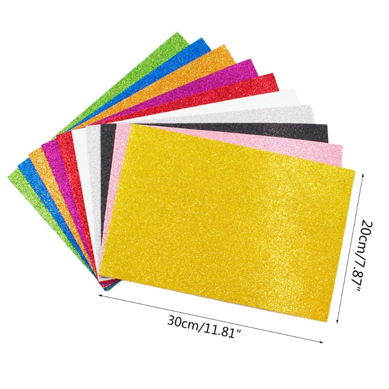 10 Pcs Glitter Foam Papers Cardstock Sponge Foam EVA Paper Pearlescent Powder Glitter Paper Sheets for Kids DIY Craft