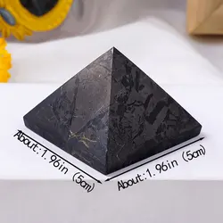 Natural Crystal Shungite Pyramid - Polished Stone Tower for Home and Feng Shui Décor (5cm)