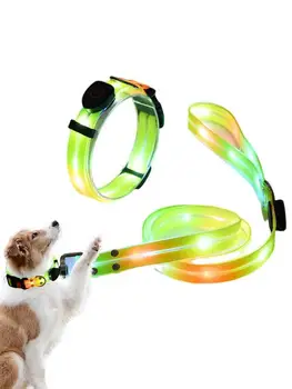 Glowing Dog Collar And Rope Rechargeable Led Dog Collar With Lighted Puppy Collar Lights USB Rechargeable Waterproof High 2