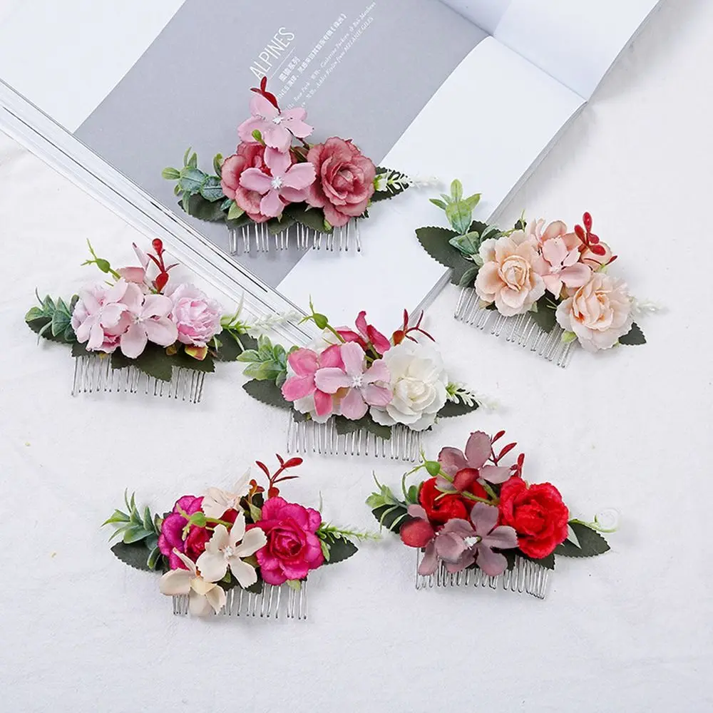 

Ponytail Holder Hair Maker Bun Korean Barrettes Rose Flower Hair Comb Bohemia Hairpins Women Hair Clips Artificial Flower