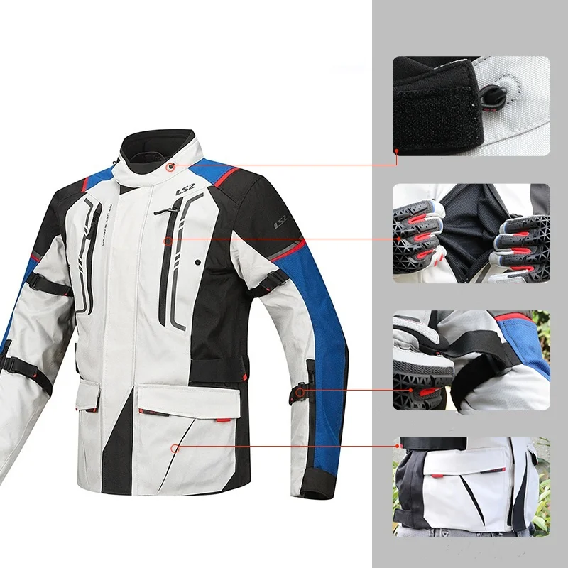 LS2 MJ147 tuta da moto da moto pull set giacca da moto impermeabile da uomo e da donna