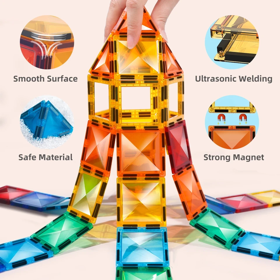 Costruzioni Magnetiche per Bambini 150 PCS 2CM 3+ Giochi Cubi Magnetici, Blocchi Building Blocks Giocattoli Montessori a Partire da 3 4 5 6 7 8 9 10 11 12 Anni Regali di Compleanno per Ragazzi
