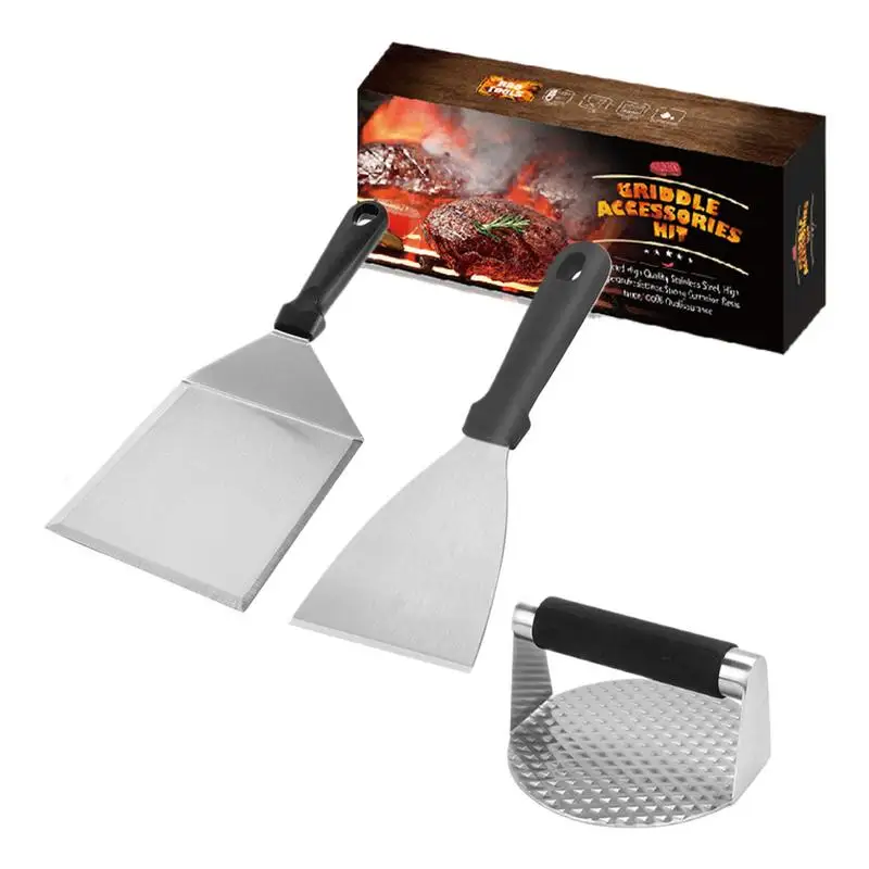 Smashed Burger Kit Stainless Steel Outdoor Grill Spatula Tools Non-Stick Hamburger For Griddle Professional Home Outdoor Cooking
