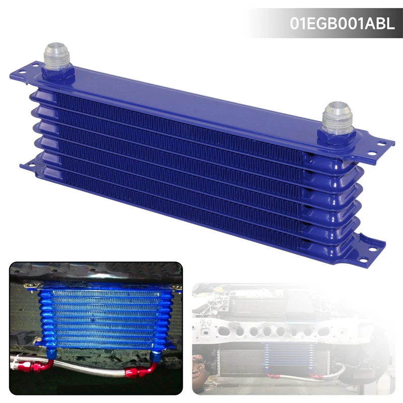 Radiatore Olio Universale In Alluminio Con Trasmissione Motore An10 A 7 File 262Mm 7/8-14 Unf Nero/Blu