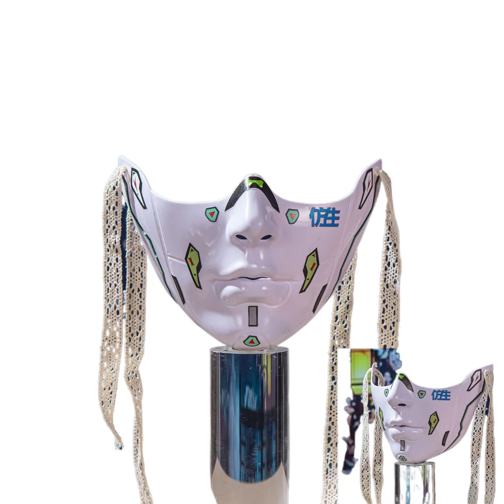 Labbro rosso Mezza faccia COS Puntelli di bellezza Collezione di decorazioni Decorazione mezza faccia Vento meccanico Maschere per uomini e donne adulti - immagine 3
