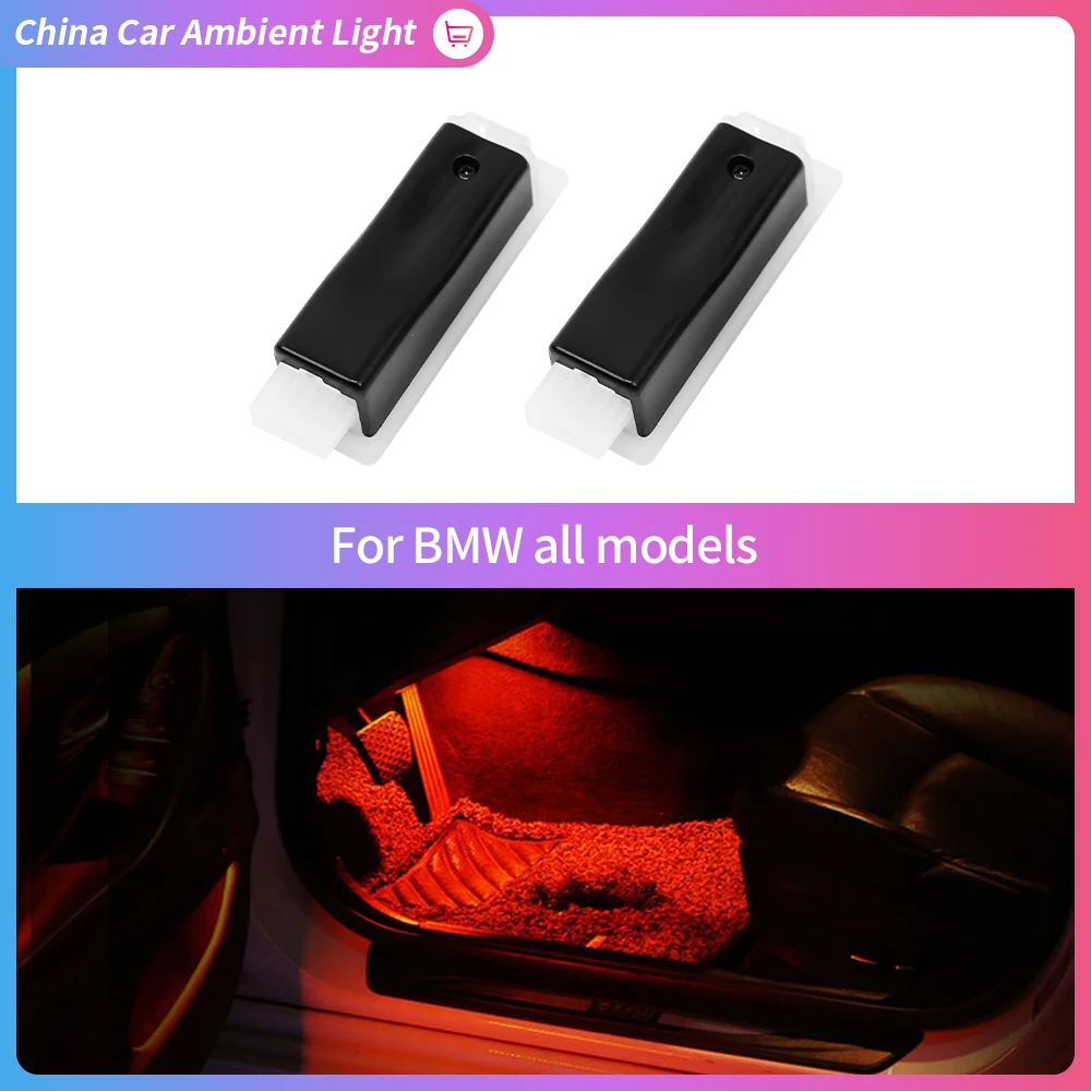 2Pcs Car Interior Led Footwell Ambient Light Atmosphere Lamp Per Bmw F30 F32 F34 3 4 Series Orange + White / Orange + Ice Color