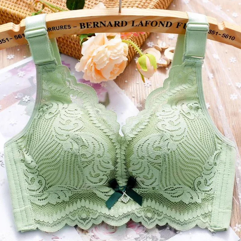 

New Women's Lace Underwear Women's Small Breast Push-up Adjustment Bra Soft and Comfortable No Underwire Knit Side Nipple