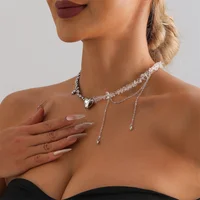 New Y2K Heart Beaded Necklace Women Boho Crystal Class Gravel Clavicle Chain Cool Y2K Choker Exquisite Fashion Jewelry - Image 4