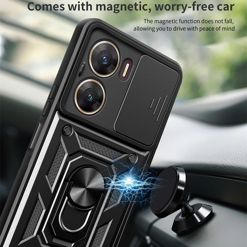 Durable Armor Phone Case with Lens Protection & Ring Holder
