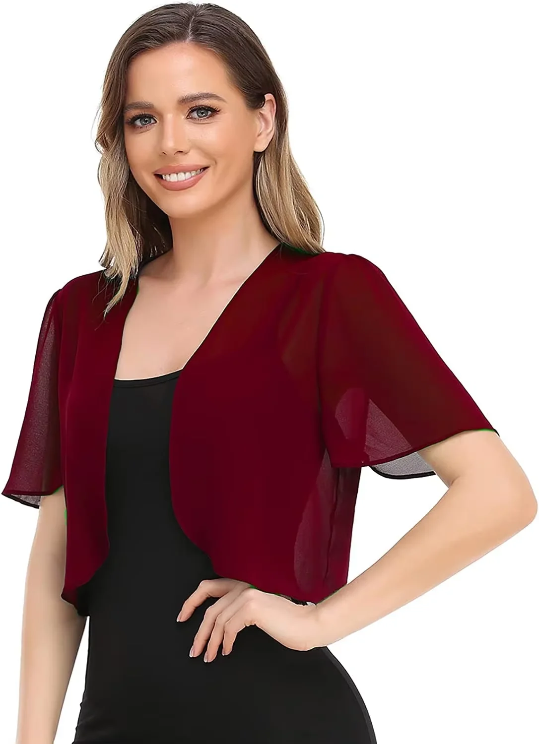 2025Europe and America fashion ladies casual summer new chiffon short-sleeved cardigan jacket summer short-sleeved cardigan cape Best Sellers In Women's Clothing
