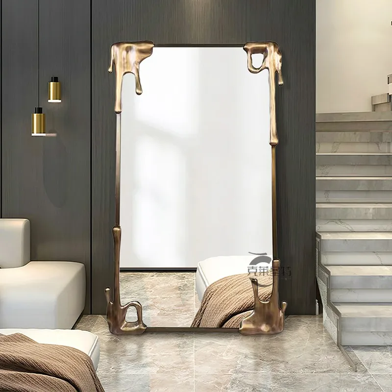 

Rectangle Design Art Mirror Standing Aesthetic Large Funky Floor Memphis Mirror Beauty Salon Creative Spiegel Household Goods