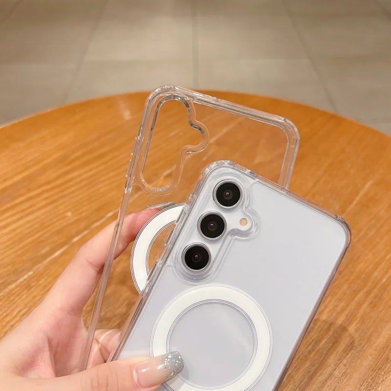 Hard PC Shockproof Magnetic Phone Cover with MagSafe Compatibility - Clear Protective Case