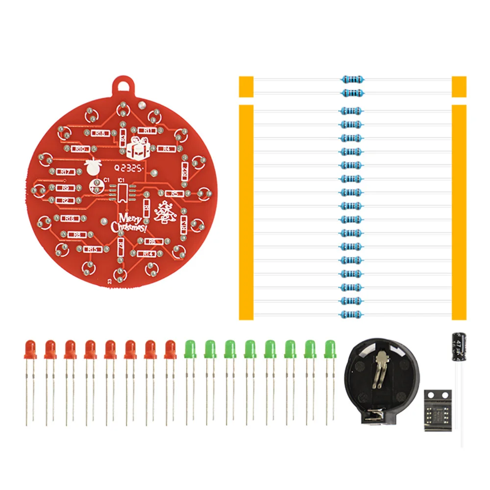 DC 3V LED Christmas Tree Decoration PCB Crcuit Ornaments Soldering Kit Red and Green LEDs Blinking NE555 Soldering Practice DIY led modules,led module,soldering learning kit