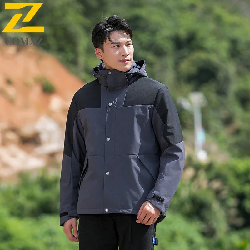 "EiAO 3-in-1 Windbreaker Couple's Set Detachable Fleece Waterproof Windproof Trendy Outdoor Jacket for Hiking Camping Fishing