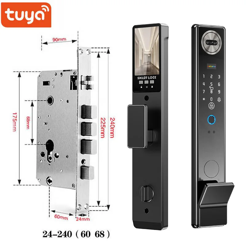 قفل باب ذكي مقاوم للماء ثلاثي الأبعاد للوجه Tuya ن...