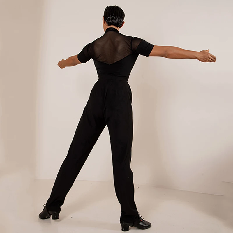 New Latin Dance Clothes For Men Short Sleeves Black Ballroom