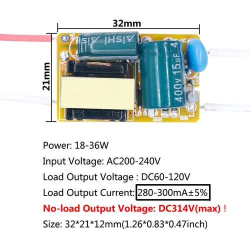LED 드라이버 8W 18W 25W 36W 50W 300mA 250mA LED 비 절연 정전류 변압기 AC-DC 컨버터, 전원 장치 장치 8