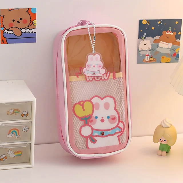 Rajzfilm Tasak Táska Tiszta Medve Tok Marker Többcélú Kozmetikai Átlátszó Helyhez Kötött - Image 4