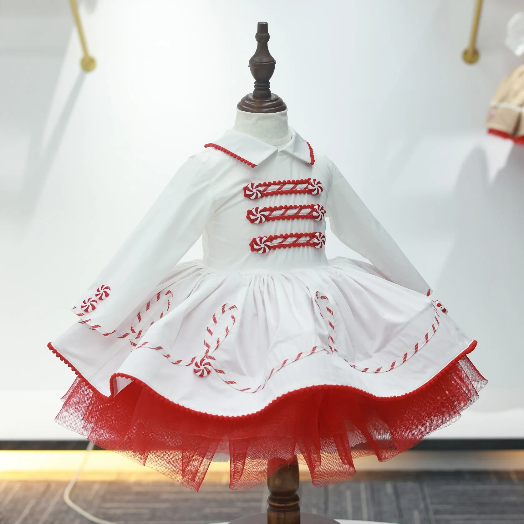 0-12Y طفلة الخريف الأبيض طاحونة الحلوى التركية خمر لوليتا فستان الأميرة لعيد ميلاد عطلة عادية عيد الميلاد C117