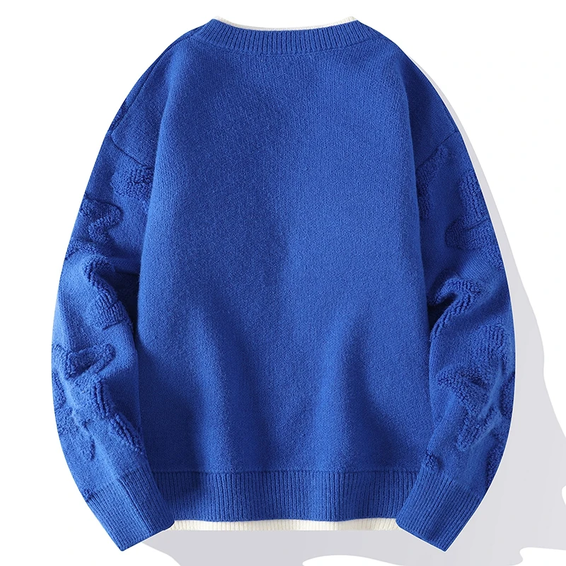 Top Grade Brand Luxury Wool Sweater Men New Fall Winter Fashion Star Printed Pullover Sweaters Thick Warm Mens Christmas Jumper 2