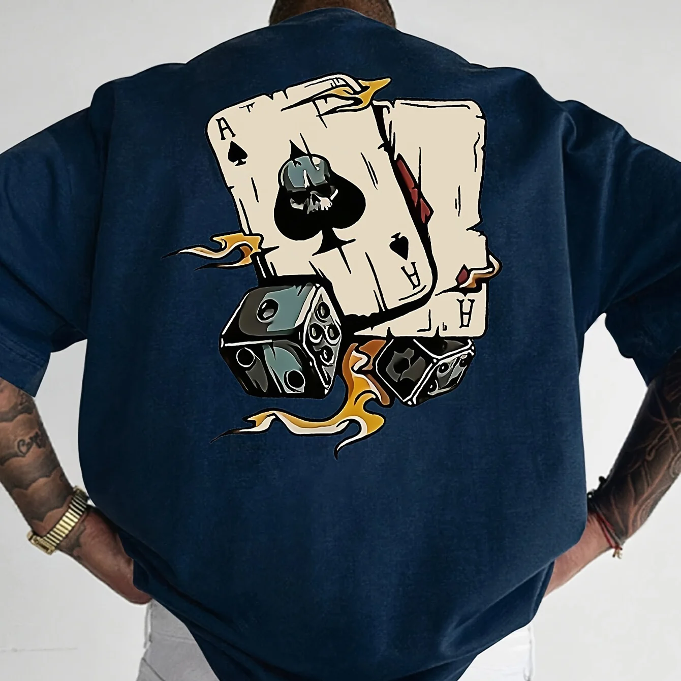 تي شيرت رجالي صيفي 100% من القطن الخالص كاجوال فضف...