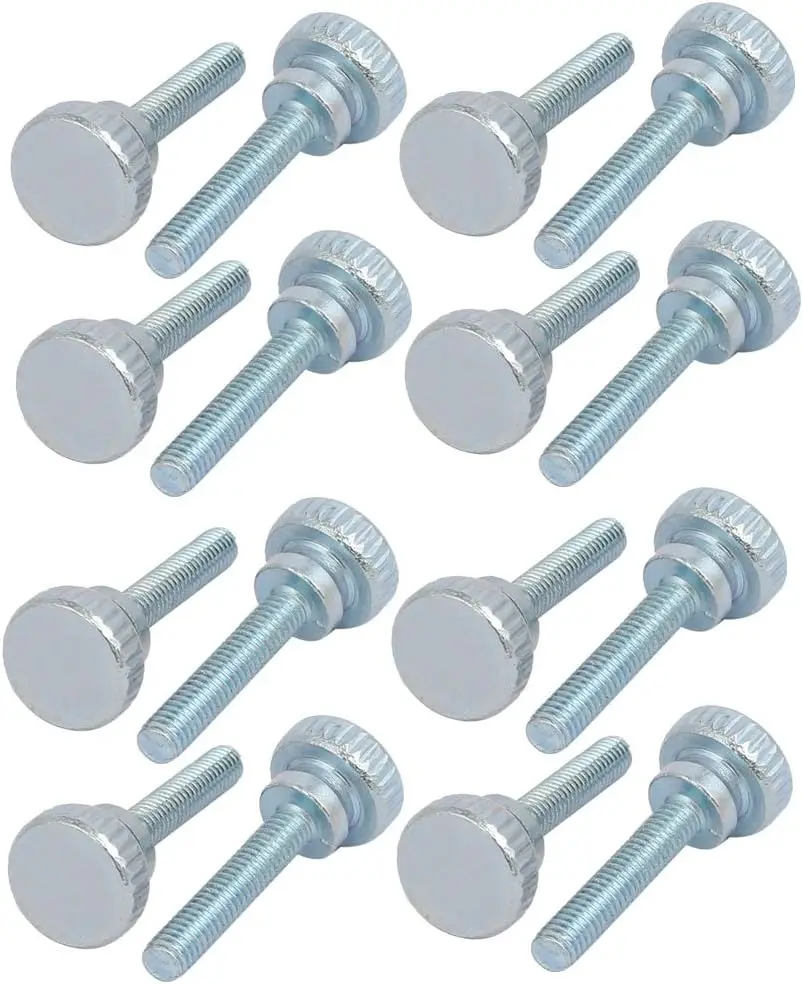 

M4x20mm Carbon Steel Flat Knurled Head Fully Threaded Thumb Screw Bolt 16pcs
