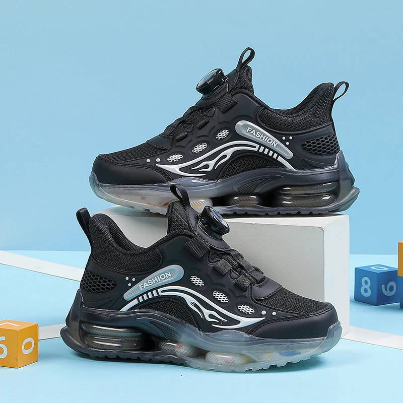 أحذية رياضية للأطفال، أحذية مدرسية عصرية للأولاد، أحذية مشي خفيفة الوزن ذات مشبك دوار وشبكة مانعة للانزلاق للاستخدام اليومي والخارجي