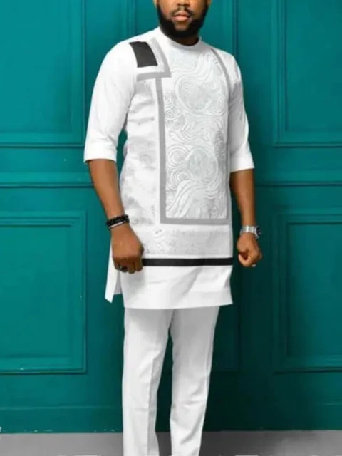 Nkem Ethnic Short-sleeved Set Kurta Men - Image 3