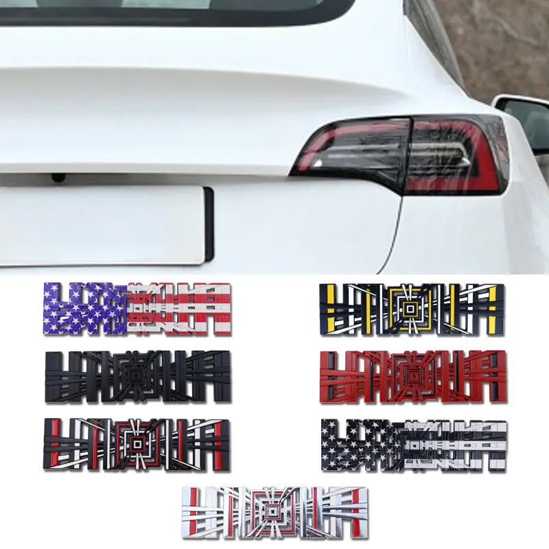 

For Tesla Model3 Y S X PLAID modified metal 3D three-dimensional exterior rear tail standard decoration accessories maze flag