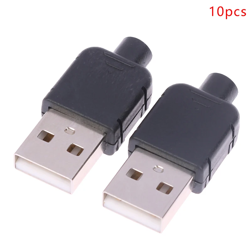 DIY USB 2.0 커넥터 플러그 A 타입 수 4 핀, 블랙 플라스틱 쉘 어댑터 소켓 어셈블리, 10 세트
