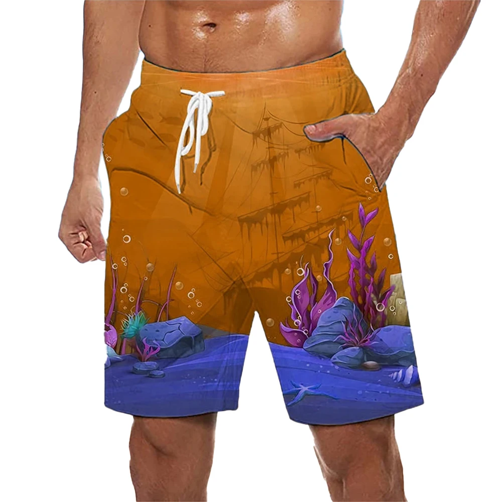 

Men's Board Shorts Swim Shorts Swim Trunks Summer Shorts Casual Daily Holiday Boho Hawaiian Red Blue Micro-elastic