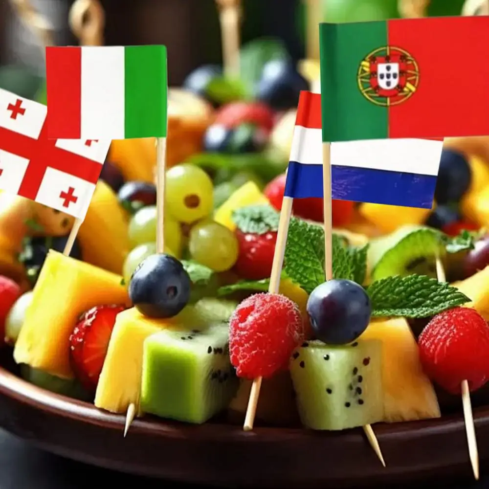 Description Picture 3 of itemToothpick Flags Colorful National Flags Of 24 Countries 100pcs Miniature Flags Cocktails & Fruit Sticks Decoration For Family