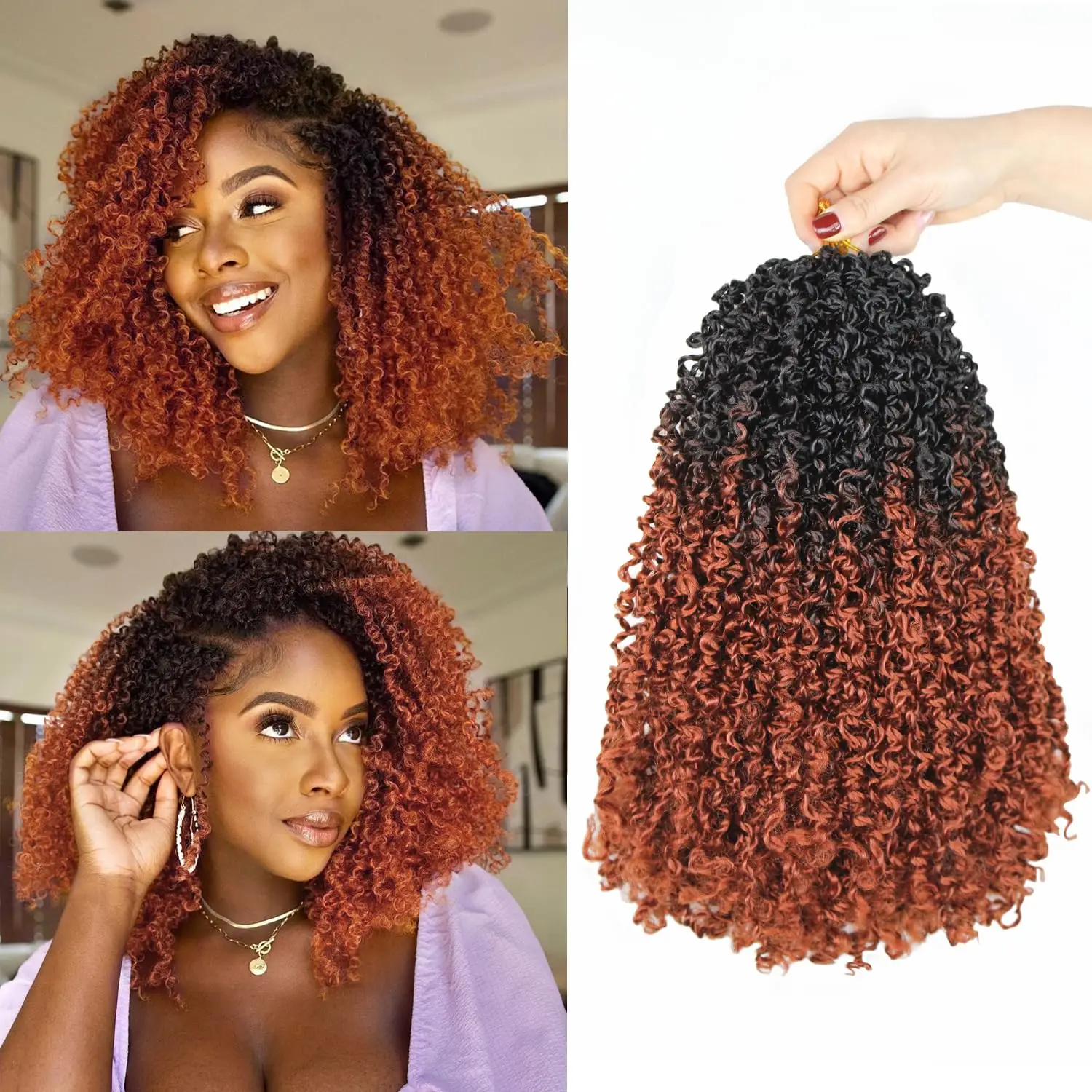 Synthetic Crochet Hair Am&eacute;lie 12-inch synthetic Yanky Twist curly spring braided hair extensions crochet pre-Twist curly braided hair extensions pre-r