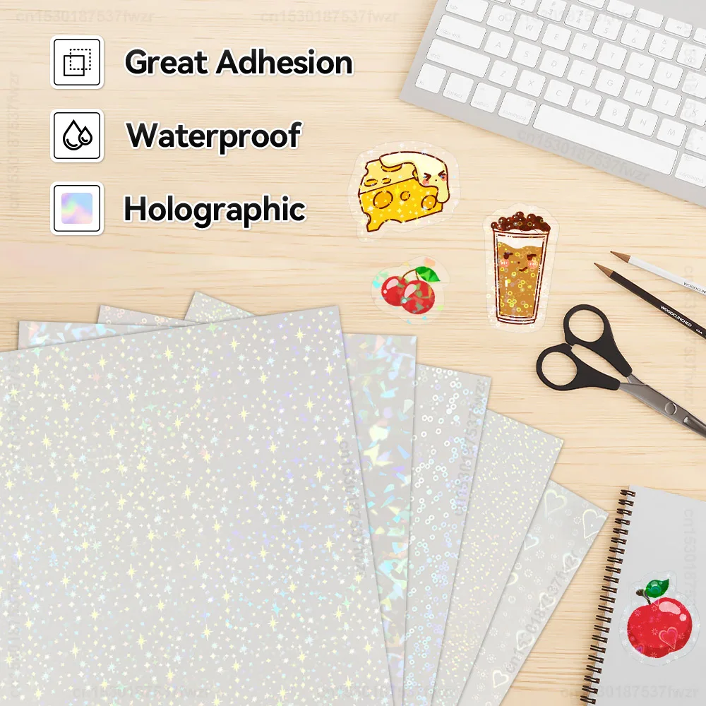 10 Sheets Cold Lamination Film Glass/Sart/Circles/Dots/Transparent/Holographic Adhesive Paper use for Adhesive Photo Paper A4