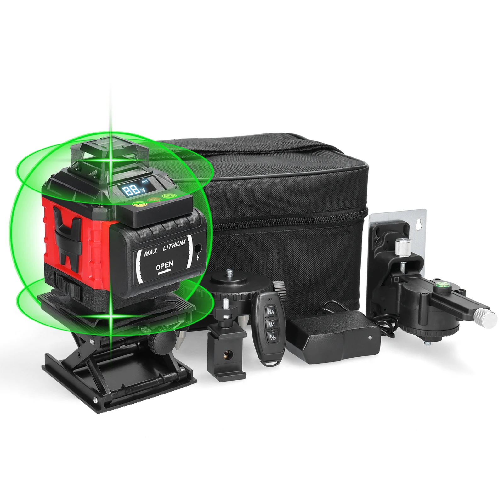 

16Lines Laser Level 3° Self-leveling Machine Rechargeable Lithium Battery Leveling Tool Ground Wall Sticker Improvement Tool Set