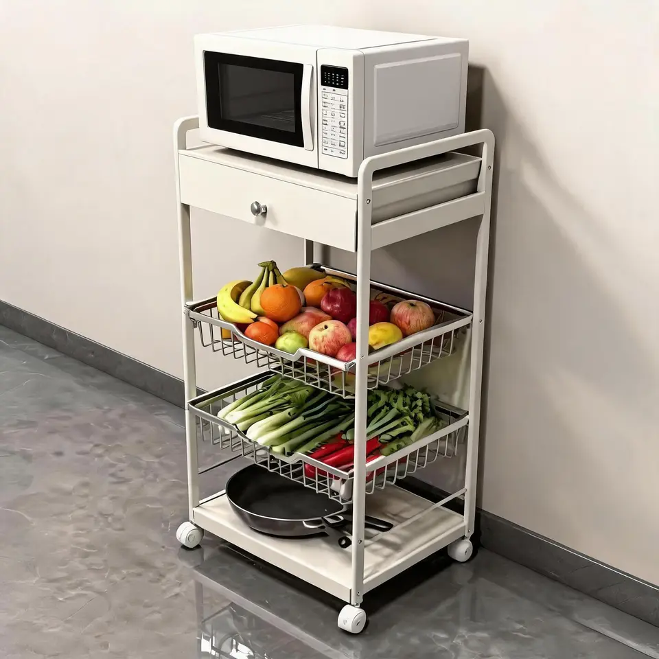 3 Tier Rolling Kitchen Utility Storage Cart