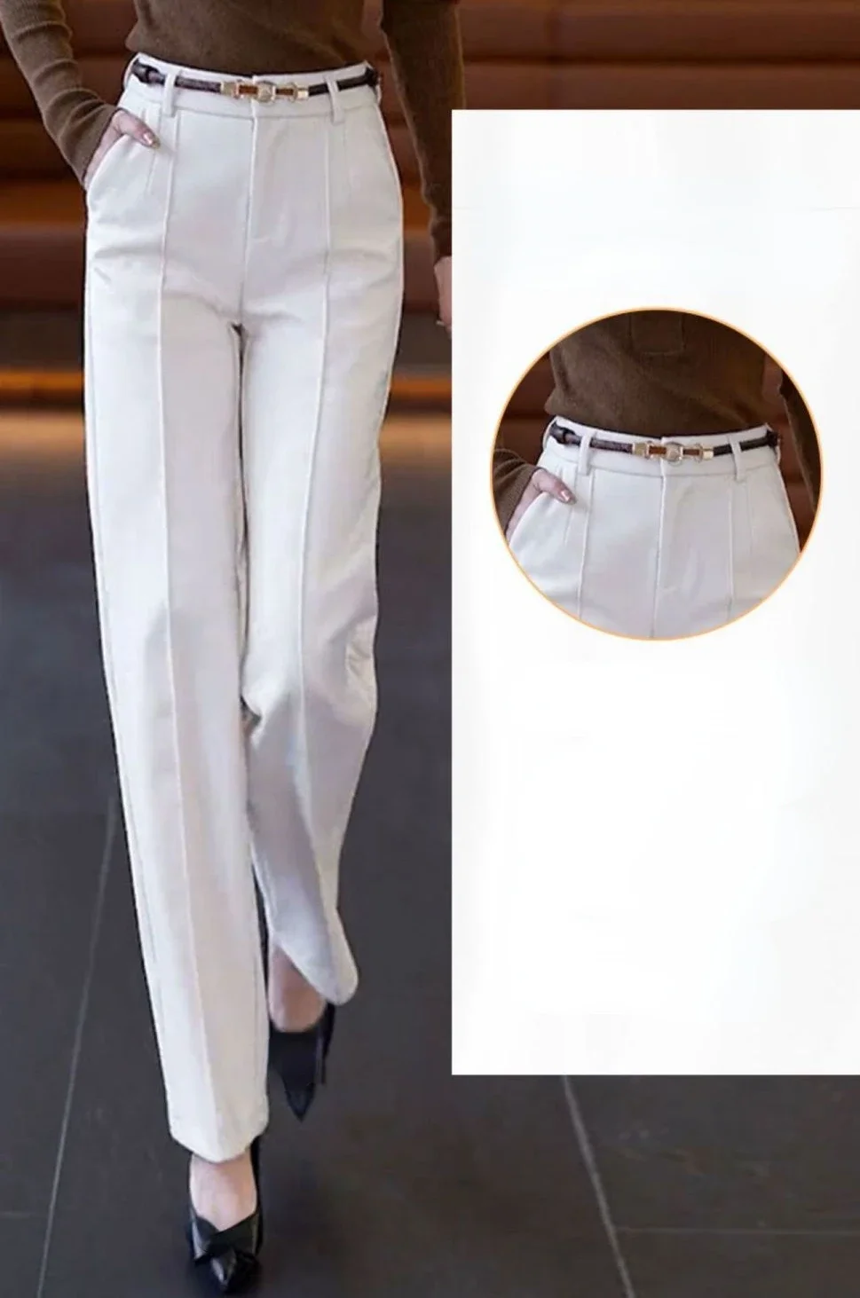 Straight Leg Work White Baggy Loose Tailoring Clothes High Waist Office Female Pants Trousers for Women Aesthetic All Medium 90s