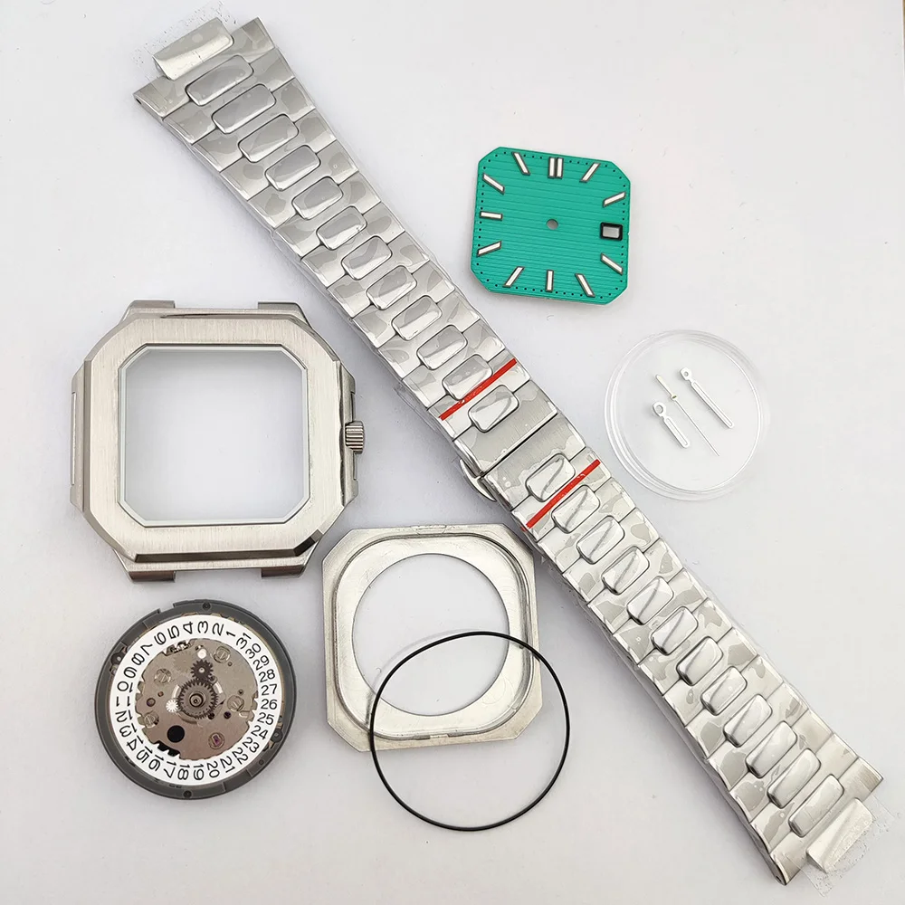 Men's Automatic Watch Kit - Square Dial, Waterproof 316L Stainless Steel Case
