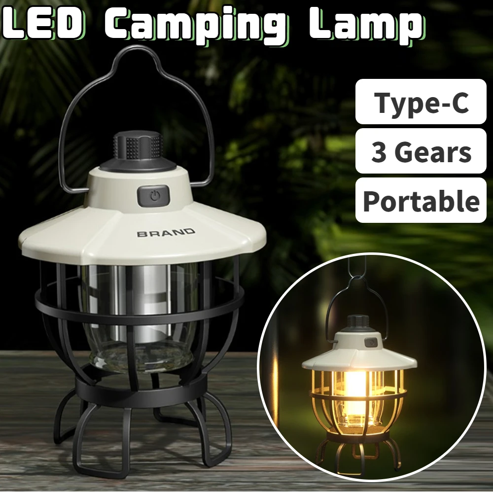 Vintage Hanging Camping Lanterns Warm Light Led Camping Lantern