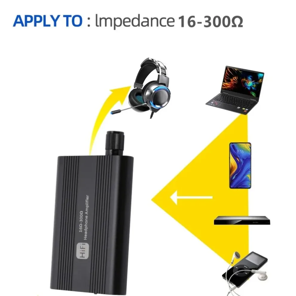 16-300Ω HiFi 헤드폰 앰프 미니 오디오 앰프 HiFi 스테레오 이어폰 앰프 오디오 앰프, 음악 플레이어 용 3.5mm 잭 케이블 포함