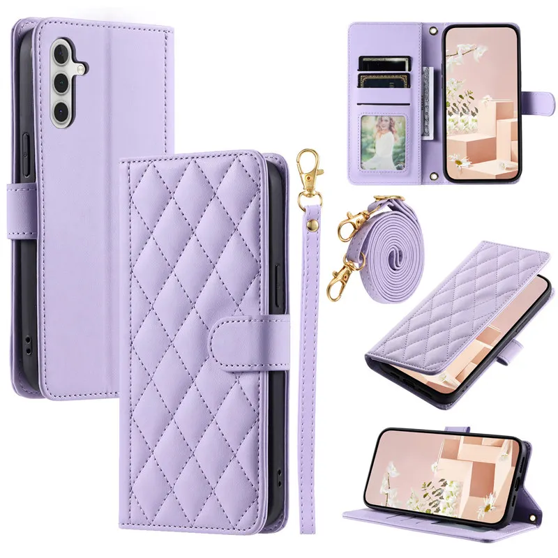Premium Flip Leather Phone Case with Lanyard and Wallet Card Holder