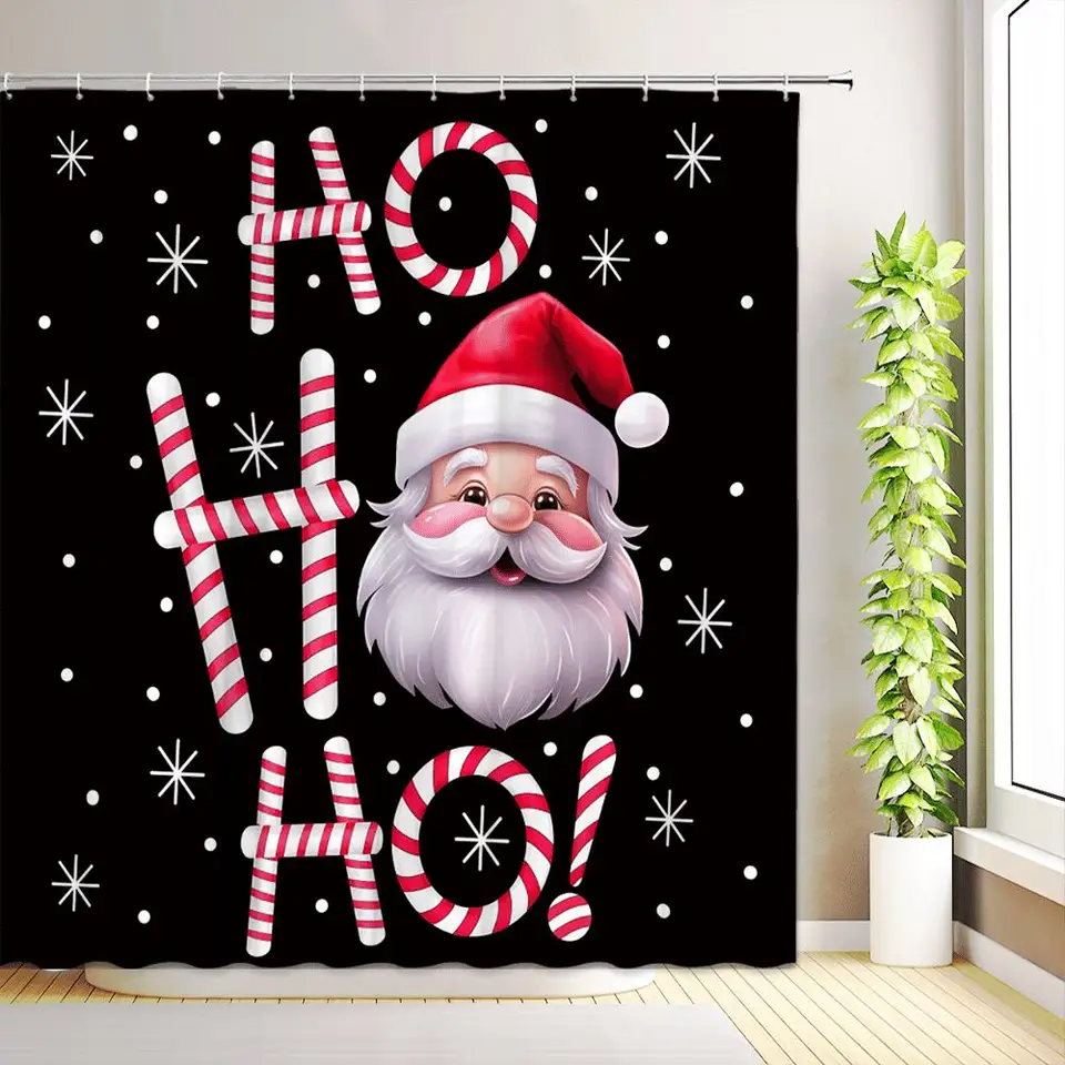 1 Pezzo Tenda da doccia natalizia con albero di Natale e fiocchi di
