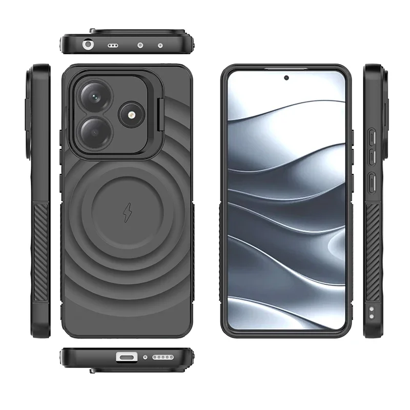Magnetic Invisible Lens Stand Phone Case with Water Ripple Design