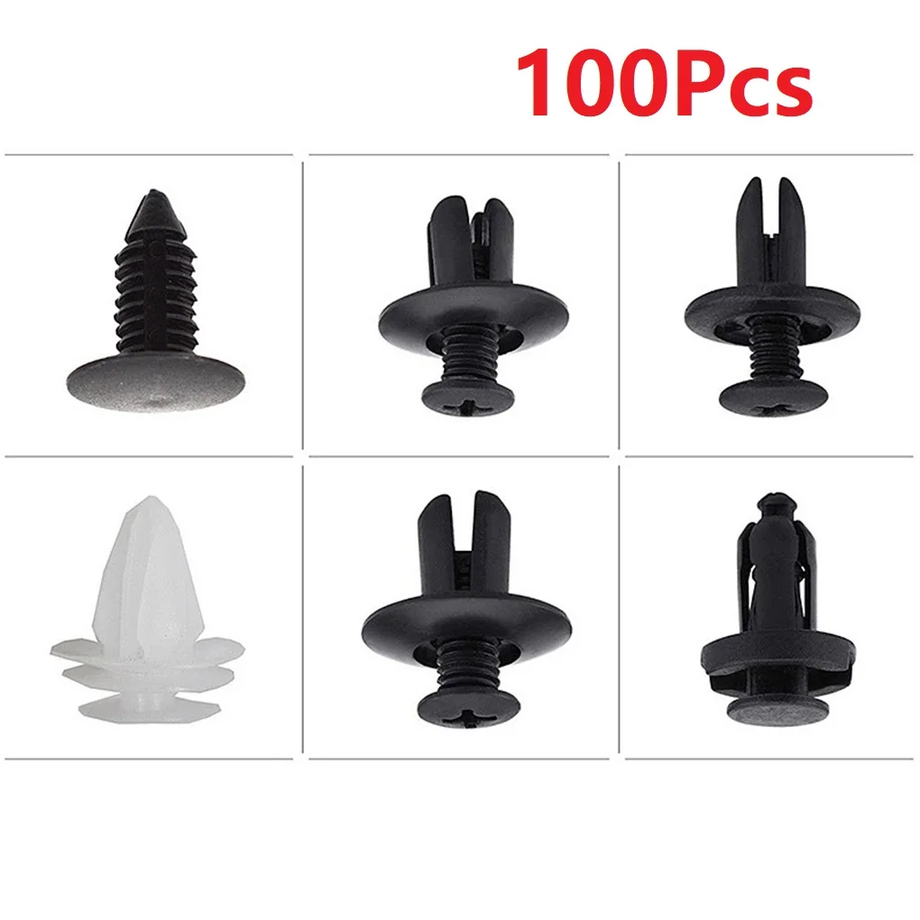 HongBoom Car Body Trim Clips,100 Pcs Car Retainer Kit Universal Auto Clips Plastic Nylon With Fastener Remover Car Door Bumper Fender Retainer Clips Liner Sealing Strip Fixed Clips Fasteners Tools