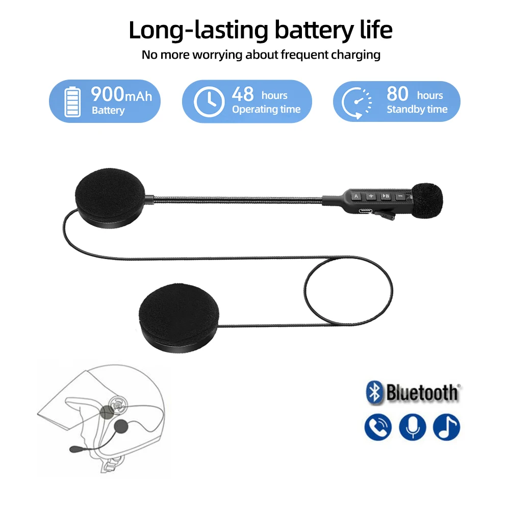 

Bluetooth-гарнитура для мотоциклетного шлема BT5.3, беспроводные наушники для верховой езды, шумоподавление, автоматический ответ, громкая связь, микрофон