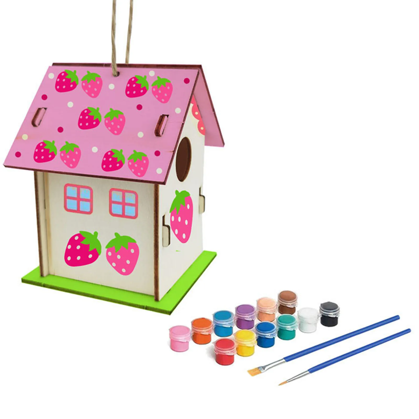 DIY Birdhouse Kit Interesting Easy To Assemble Painting DIY Painting House Decorations The Christmas Gifts For Kids 5