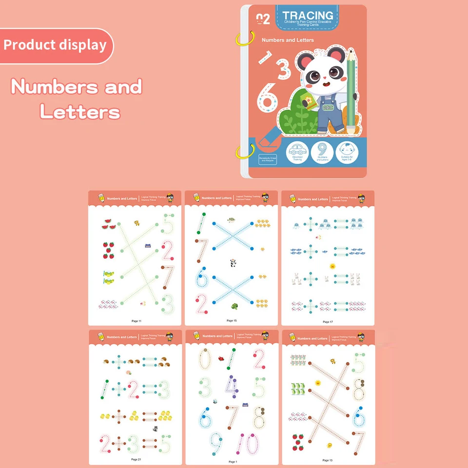 34-page Reusable Educational Workbook Set, Perfect Children's Drawing And Handwriting Training, Ideal For Christmas_voghion.com