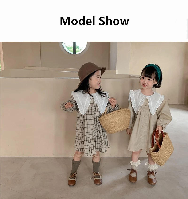 Baby Mädchen Kleid lässig karierte Kleidung Sommer neue koreanische Baumwolle Leinen Mädchen Prinzessin Kleid großen Turn Down Kragen Kleid – Detail 9
