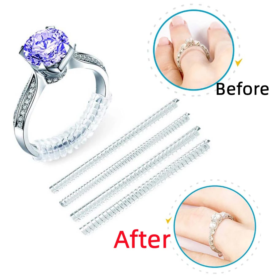 Loose Rings Size Adjuster 4pcs/lot Transparent Spiral Based Ring