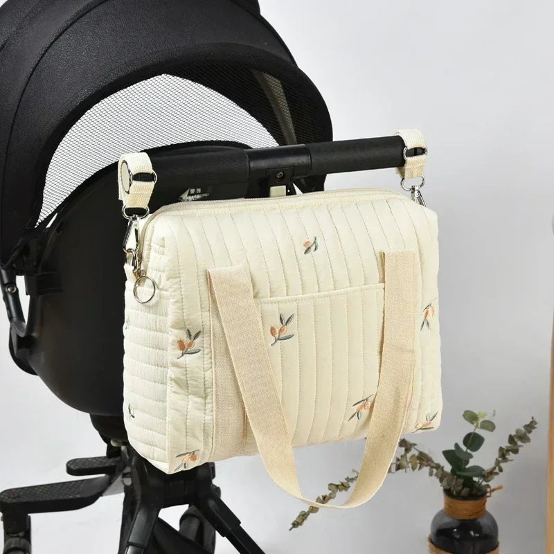 Baby Stroller Nappy Bag Korea Cute Bear Embroidery Flower Mommy Bag Soft Maternity Shoulder Pack Portable Baby Diaper Organizer